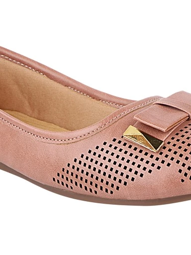 Stylestry Women Peach-Coloured Ballerinas with Bows Flats