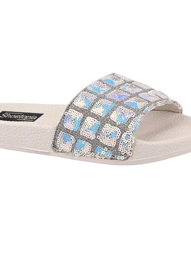Stylestry White Slip On Stylish Slider