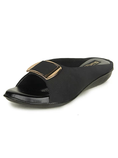 Stylestry Womens & Girls Black Embellished Mules with Buckles Flats
