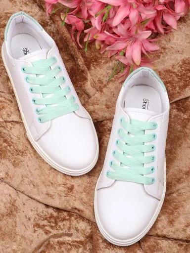 Stylestry Womens & Girls Green Lace Up Trending Casual Sneakers