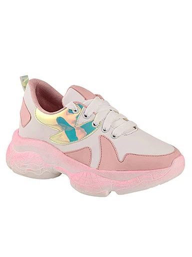 Stylestry Womens & Girls Pink Stylish Lace Up Casual Walking Sneakers Shoes
