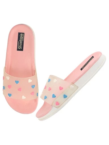 Stylestry Women Pink Printed Slider Flip Flops