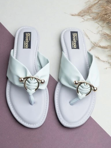 Stylestry Womens & Girls Green Flats T-Strap Flats