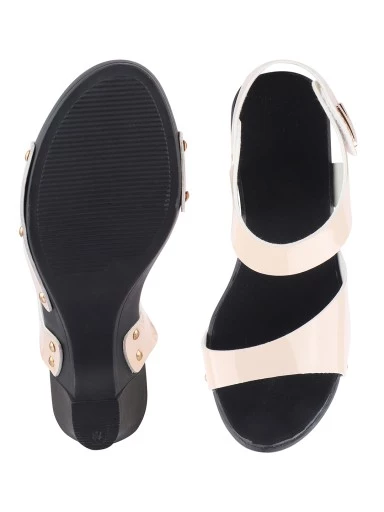 Stylestry Womens & Girls Pink Backstrap Solid Block Heels Sandals
