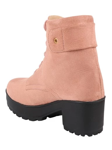 Stylestry Womens & Girls Peach Zipper High Top Heeled Boots