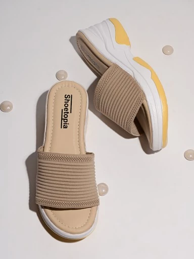 Stylestry Women's & Girl's Cream Embellished Wedge Sandals