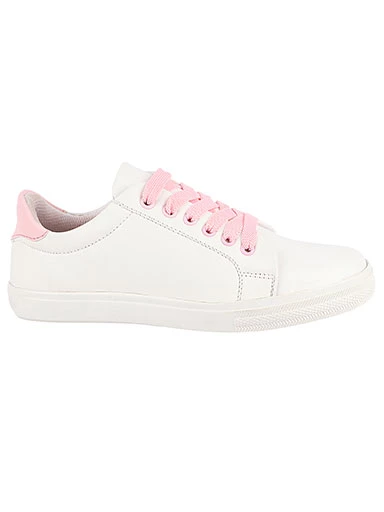 Stylestry Womens & Girls White Lace Up Trending Casual Sneakers