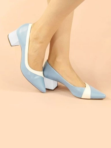 Stylestry Stylish Trendy Party Wear Casual Blue Heeled Pumps