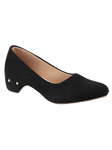 Stylestry Women's & Girl's Black Textured Block Heels Pumps