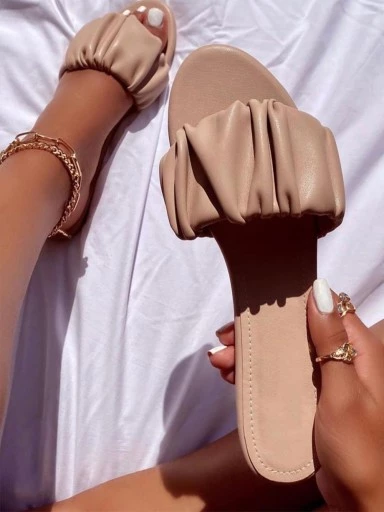 Stylestry Womens & Girls Peach Open Toe Flats