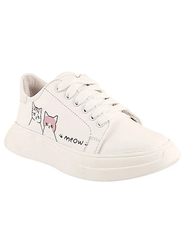 Stylestry Womens & Girls White Lace Up Trending Casual Sneakers