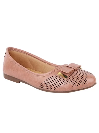 Stylestry Women Peach-Coloured Ballerinas with Bows Flats