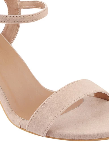 Stylestry Women Cream Solid Velvet Stilettos Heels