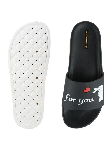 Stylestry Women Black Printed Sliders