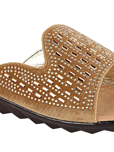 Stylestry Womens & Girls Gold Embellished Flats