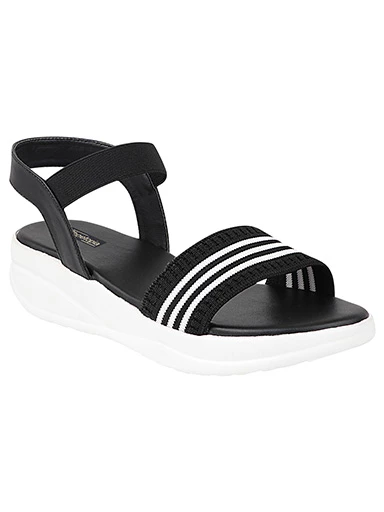 Stylestry Womens & Girls Black Woven Design Flatforms