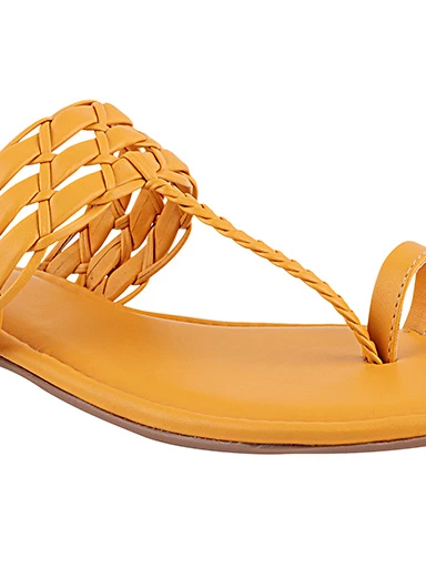 Stylestry Womens & Girls Yellow Solid Faux Fur One Toe Flats