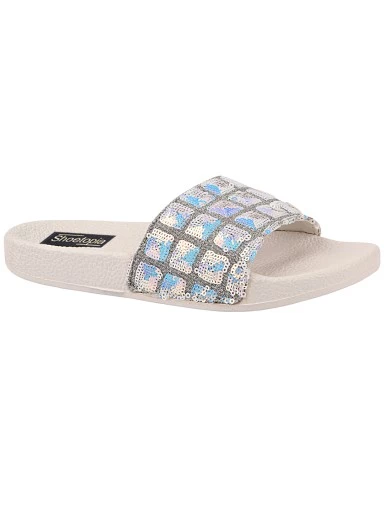 Stylestry White Slip On Stylish Slider