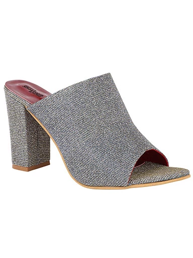 Stylestry Women's & Girl's Grey Woven Design Peep Toe Block Heels