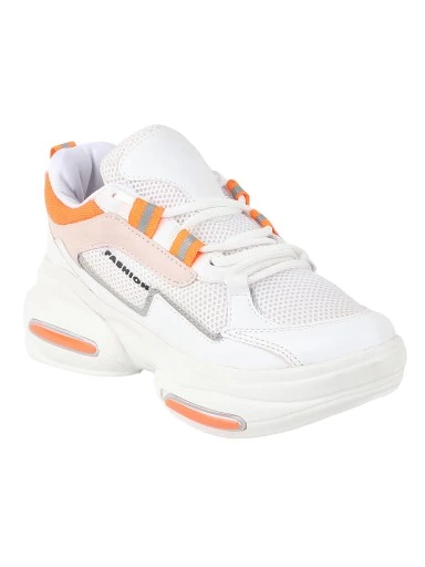 Stylestry Orange & White Walking Shoes