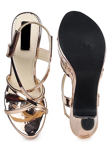 Stylestry Women's & Girl's Golden Solid Slingback Block Heels