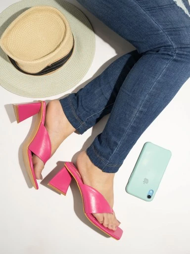 Stylestry Women & Girls Pink Block Heels