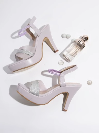 Stylestry Mauve Textured Block Sandals