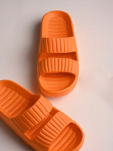 Stylestry Women Orange Solid Slides