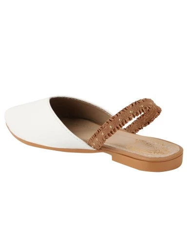 Stylestry Women White Mojaris Flats