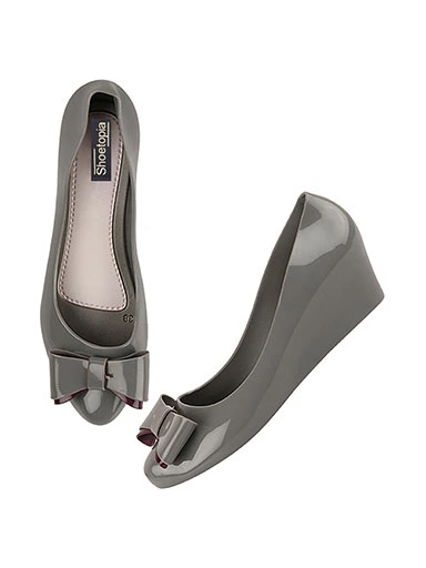 Stylestry Women's & Girl's Grey Wedge Pumps with Bows