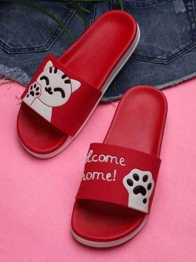 Stylestry Women Red Printed Sliders
