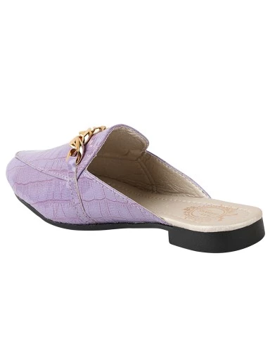Stylestry Women Purple Solid Mules