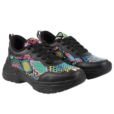 Stylestry Womens & Girls Black ColourBlocked Lace Up Walking Shoes