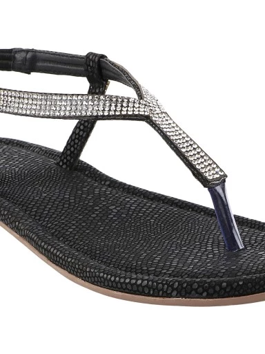 Stylestry Women Black Open Toe Flats