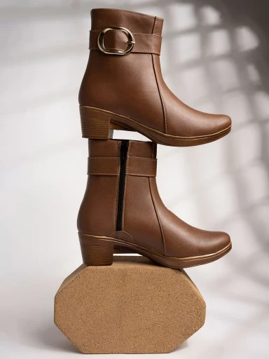 Stylestry Stylish Trendy Smart Casual Tan Boots For Women & Girls