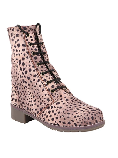 Stylestry Womens & Girls Leopard Print High Top Pink Heeled Boots