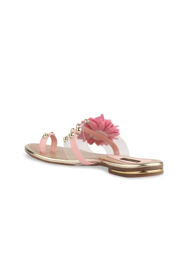 Stylestry Women Pink Solid Embellished One Toe Flats