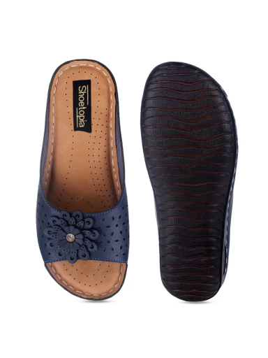 Stylestry Women Blue Solid Open Toe Flats