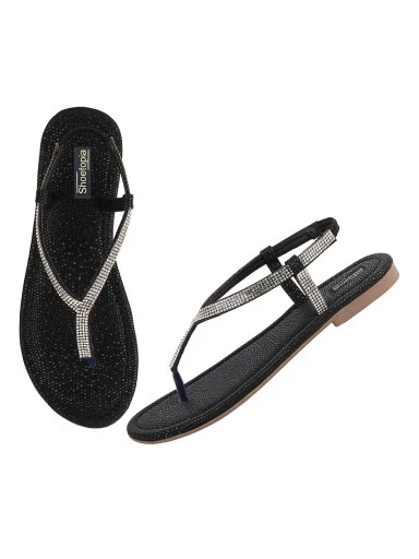 Stylestry Women Black Open Toe Flats