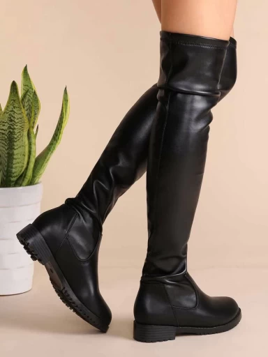 Stylestry Women & Girls Black Solid Long Boots