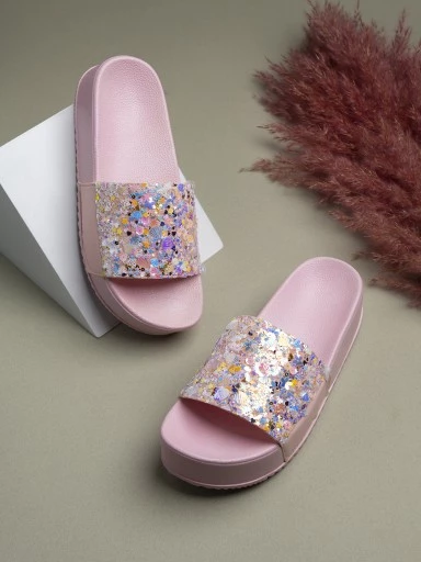 Stylestry Womens & Girls Pink Slip On Platform Heels