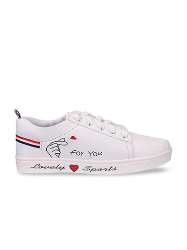 Stylestry Womens & Girls White Stylish Lace Up Casual Sneakers