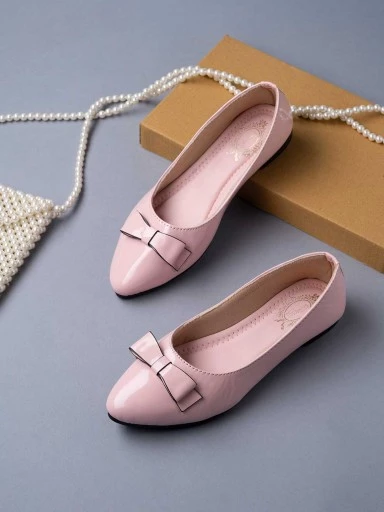 Stylestry Women Pink Mules with Bows Flats