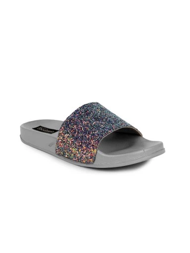 Stylestry Women Grey Solid Synthetic Open Toe Flats