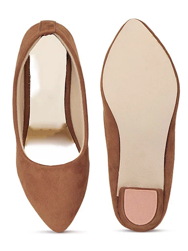 Stylestry Women's & Girl's Tan Suede Block Pumps