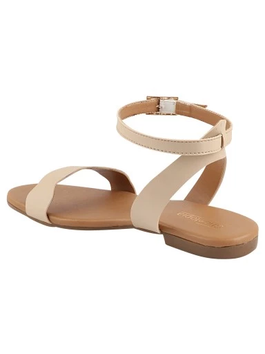 Stylestry Women Cream-Coloured Open Toe Flats