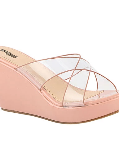 Stylestry Women's & Girl's Pink Transparent Wedges Heeled Sandals