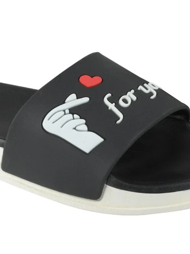 Stylestry Women Black Printed Sliders