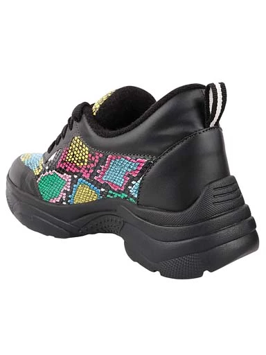 Stylestry Womens & Girls Black ColourBlocked Lace Up Walking Shoes