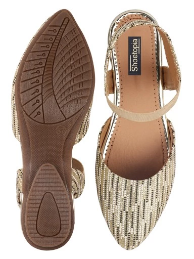 Stylestry Golden Women Flat Mules Bellies Sandals
